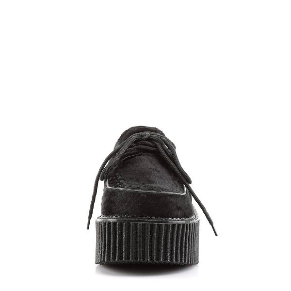 Demonia Women's Creeper-202 Platform Creeper Shoes - Black Fur D1795-32US Clearance